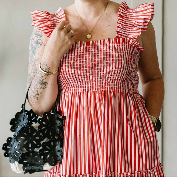 Hill House Home The Ellie Nap Dress Red Stripe Size Medium - Picture 10 of 15